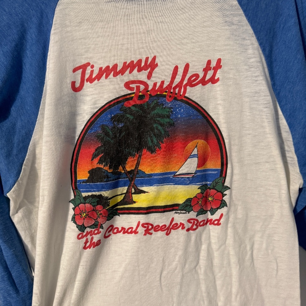 Super Rare 1981 Jimmy Buffett and the Coral Reefer Band Tour T shirt Raglan